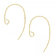 Crochets d'oreilles fil travaillé 13mm en Gold filled (or laminé)   x2