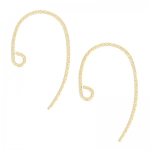Crochets d'oreilles fil travaillé 13mm en Gold filled (or laminé)   x2