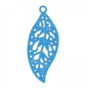 Pendentif teinté feuille 43x17 mm Bleu foncé x1|raw }}