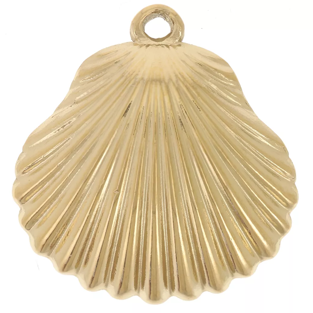 Pendentif Coquillage Vintage - Monture Métal Doré, Breloque Charmante, Occasion