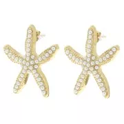 Boucles d'oreilles étoile de mer 35x30mm imitation nacre - Acier inox 304L Doré x2