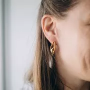 Boucles d'oreilles coquillage évidé 31x11 mm - Acier inoxydable 304L Doré x2