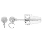 Clous d'oreilles boule 3 mm avec anneau ouvert - Acier inoxydable 304L x2