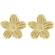 Clips d'oreilles fleur 26 mm avec anneau ouvert - Acier inoxydable 304 Doré x2