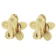 Clips d'oreilles fleur 26 mm avec anneau ouvert - Acier inoxydable 304 Doré x2