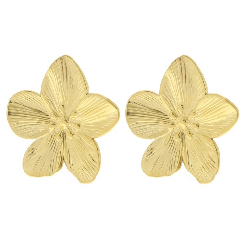 Clips d'oreilles fleur de cerisier 32 mm - Acier inoxydable 304L Doré x2
