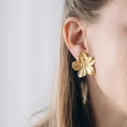 Clips d'oreilles fleur de cerisier 32 mm - Acier inoxydable 304L Doré x2