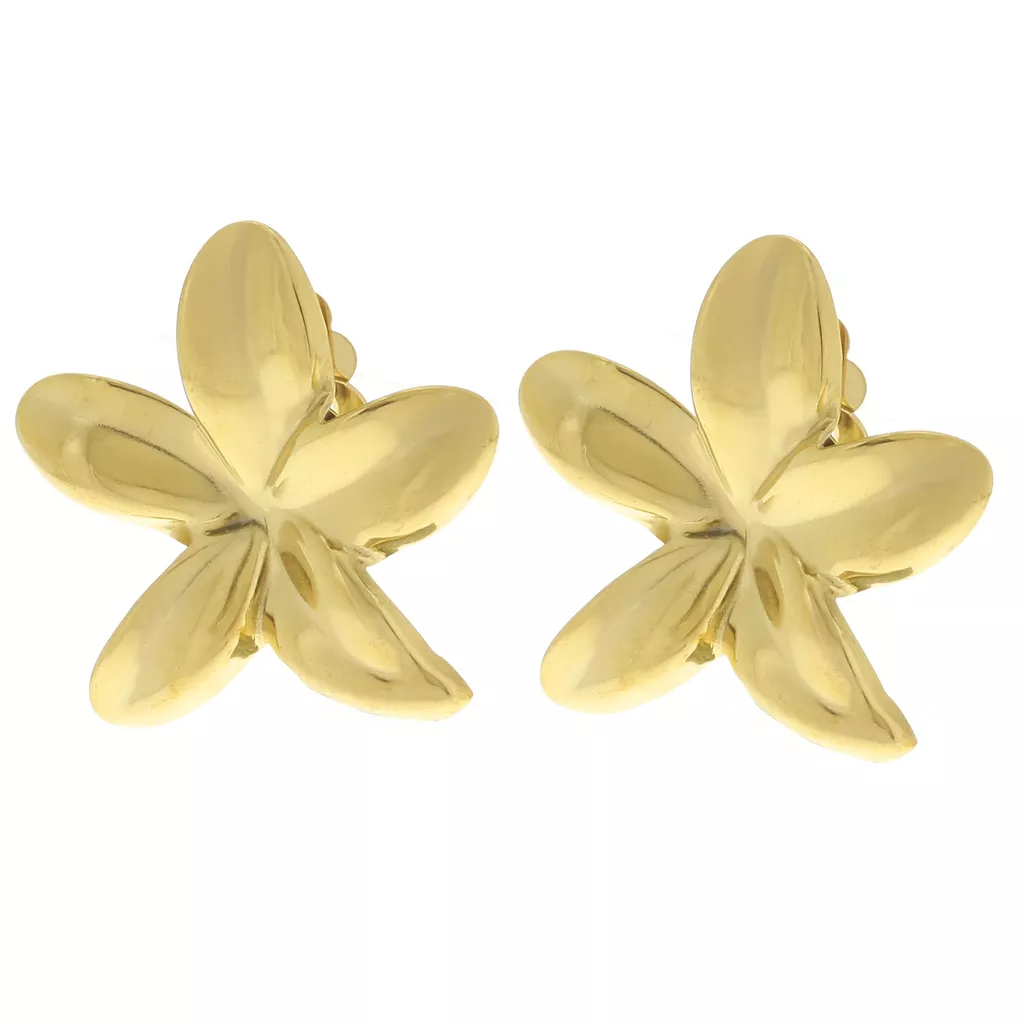 Boucles D'oreilles Clips En Forme De Fleur Dorée – Occasion – Bon état