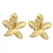 Clips d'oreilles fleur de tiaré 38 mm - Acier inoxydable 304L Doré x2