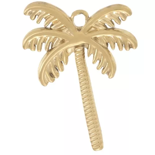 Pendentif palmier 28x22 mm - Acier inoxydable 304L Doré x1