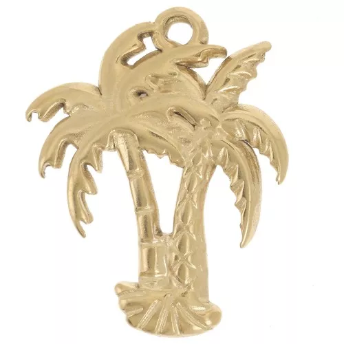 Pendentif double palmier 21x16 mm - Acier inoxydable 304L Doré x1
