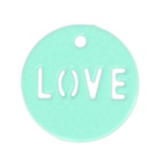 Sequin teinté love 14 mm Green Turquoise x1