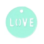 Sequin teinté love 14 mm Green Turquoise x1