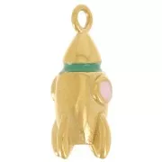 Breloque fusée 18x8 mm avec résine époxy - Acier inoxydable 304L Doré x1