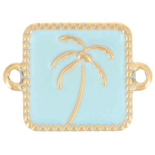 Intercalaire carré palmier 16x12 mm résine époxy Acier inox 304L Doré - Bleu clair