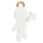 Breloque astronaute 25x16 mm Résine époxy Acier inoxydable 304L Doré Blanc x1