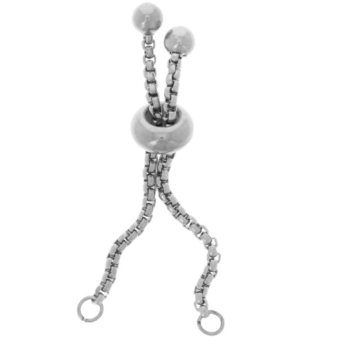 Fermoir chainette réglable Venitienne 75mm - anneau fermé - Acier inox 304L x1