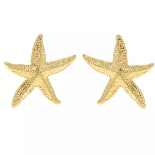 Clips d'oreilles étoile de mer 37x35 mm - Acier inoxydable 304L Doré x2