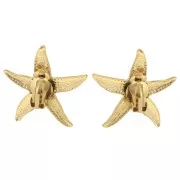 Clips d'oreilles étoile de mer 37x35 mm - Acier inoxydable 304L Doré x2