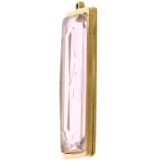 Pendentifs rectangle 35x13 mm avec cabochon verre - Acier inox Doré 304L - Rose x2