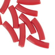 Perles tube incurvé 19x5 mm en acrylique opaque - Rouge x10