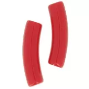 Perles tube incurvé 19x5 mm en acrylique opaque - Rouge x10