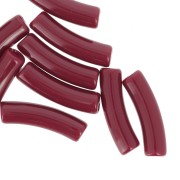 Perles tube incurvé 19x5 mm en acrylique opaque - Lie de vin x10