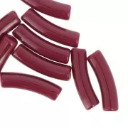 Perles tube incurvé 19x5 mm en acrylique opaque - Lie de vin x10