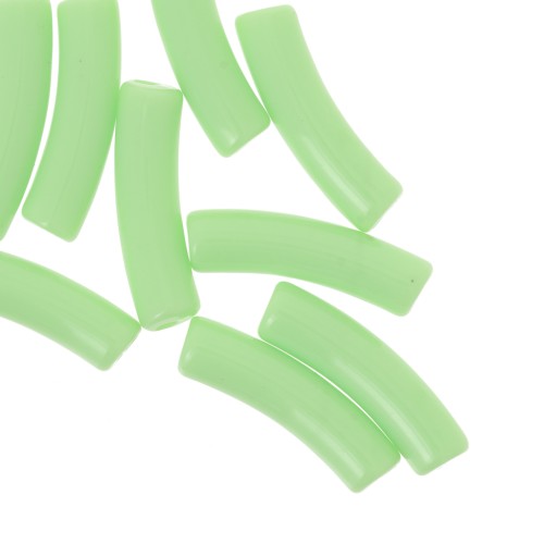 Perles tube incurvé 19x5 mm en acrylique opaque - Vert clair x10