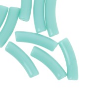 Perles tube incurvé 19x5 mm en acrylique opaque - Turquoise x10