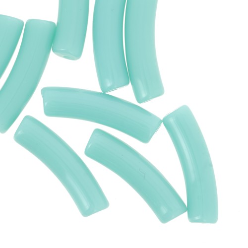 Perles tube incurvé 19x5 mm en acrylique opaque - Turquoise x10