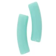 Perles tube incurvé 19x5 mm en acrylique opaque - Turquoise x10