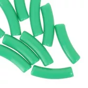 Perles tube incurvé 19x5 mm en acrylique opaque - Vert x10
