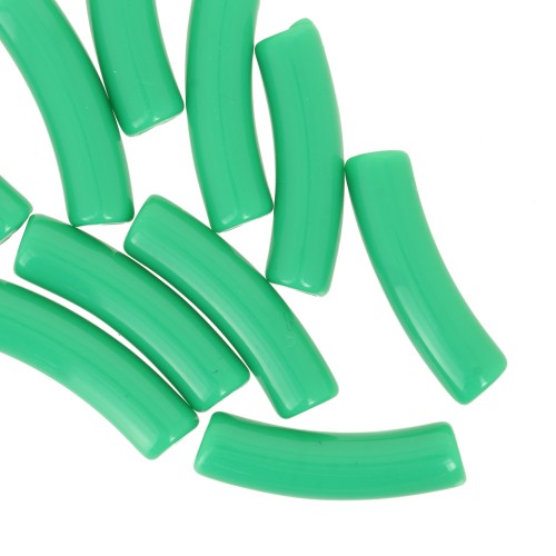 Perles tube incurvé 19x5 mm en acrylique opaque - Vert x10