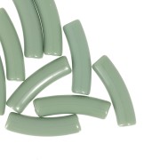 Perles tube incurvé 19x5 mm en acrylique opaque - Kaki x10