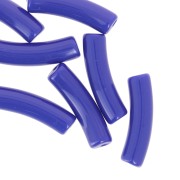 Perles tube incurvé 19x5 mm en acrylique opaque - Bleu royal x10