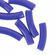 Perles tube incurvé 19x5 mm en acrylique opaque - Bleu royal x10