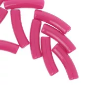 Perles tube incurvé 19x5 mm en acrylique opaque - Framboise x10