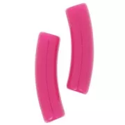 Perles tube incurvé 19x5 mm en acrylique opaque - Framboise x10