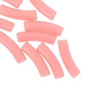 Perles tube incurvé 19x5 mm en acrylique opaque - Rose thé x10
