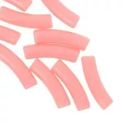 Perles tube incurvé 19x5 mm en acrylique opaque - Rose thé x10