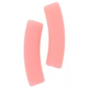 Perles tube incurvé 19x5 mm en acrylique opaque - Rose thé x10