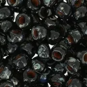 Perles de rocailles Matubo 7/0 - 3.5 mm Jet Picasso x10g