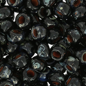 Perles de rocailles Matubo 7/0 - 3.5 mm Jet Picasso x10g