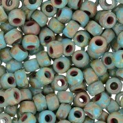 Perles de rocailles Matubo 7/0 - 3.5 mm Blue Turquoise Picasso x10g
