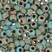Perles de rocailles Matubo 7/0 - 3.5 mm Blue Turquoise Picasso x10g