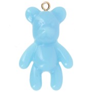 Pendentif ourson 38x23 mm en résine opaque - Bleu clair x1|raw }}