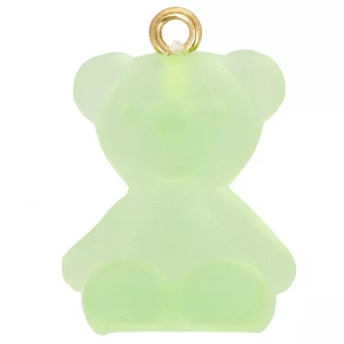 Breloque ourson 25x18 mm en acrylique transparente - Vert x1