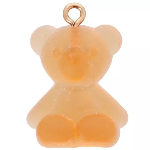 Breloque ourson 25x18 mm en acrylique transparente - Orange x1