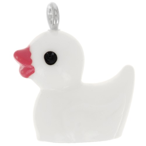 Breloque canard en résine 19x16 mm - Blanc x1